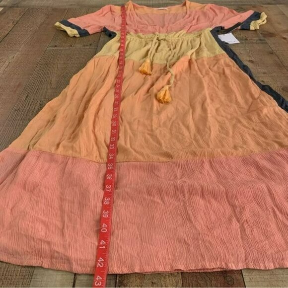 O’Neill Phaedra beach color block dress orange navy yellow pink size small - Picture 3 of 10